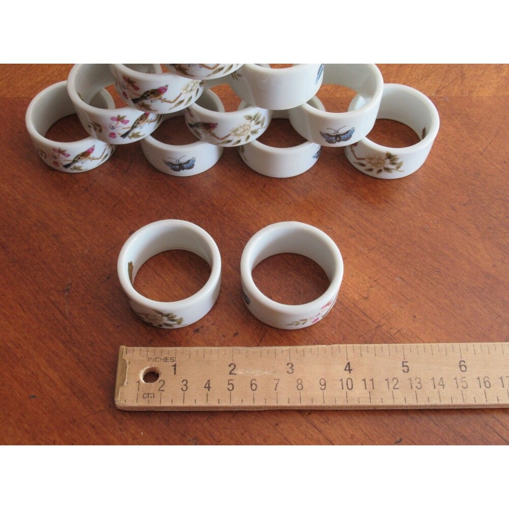12x Shafford Chinese Garden Napkin Rings Fine China Bird Flower Butterfly Japan - Picture 8 of 11